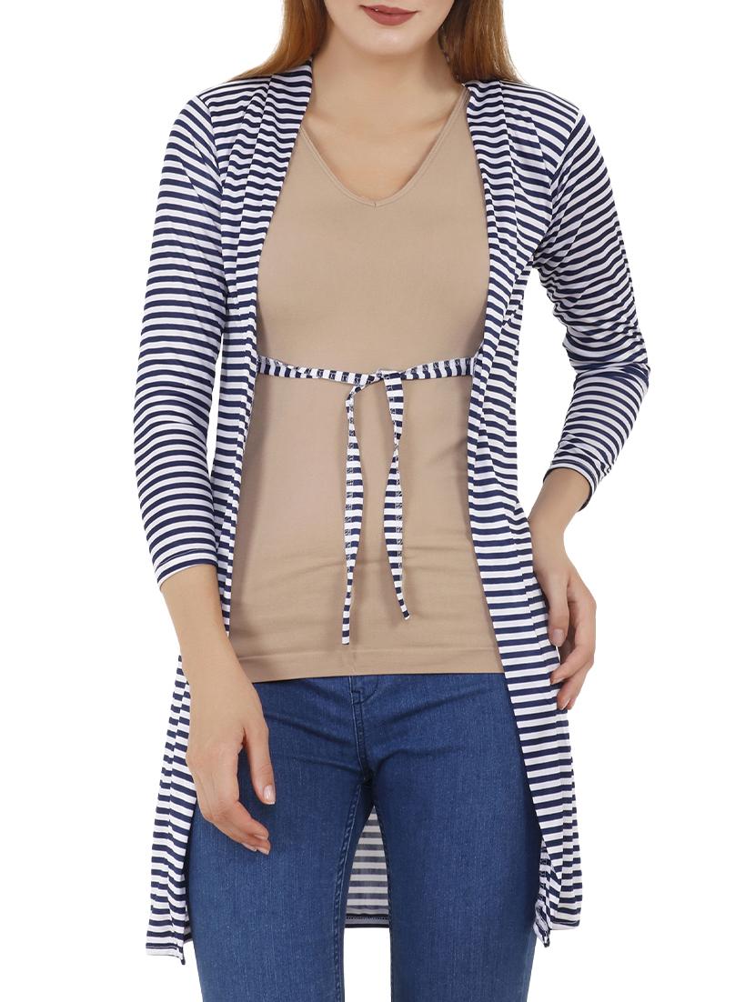 tie up front striped shrug - 16265661 - Zoom Image - 1