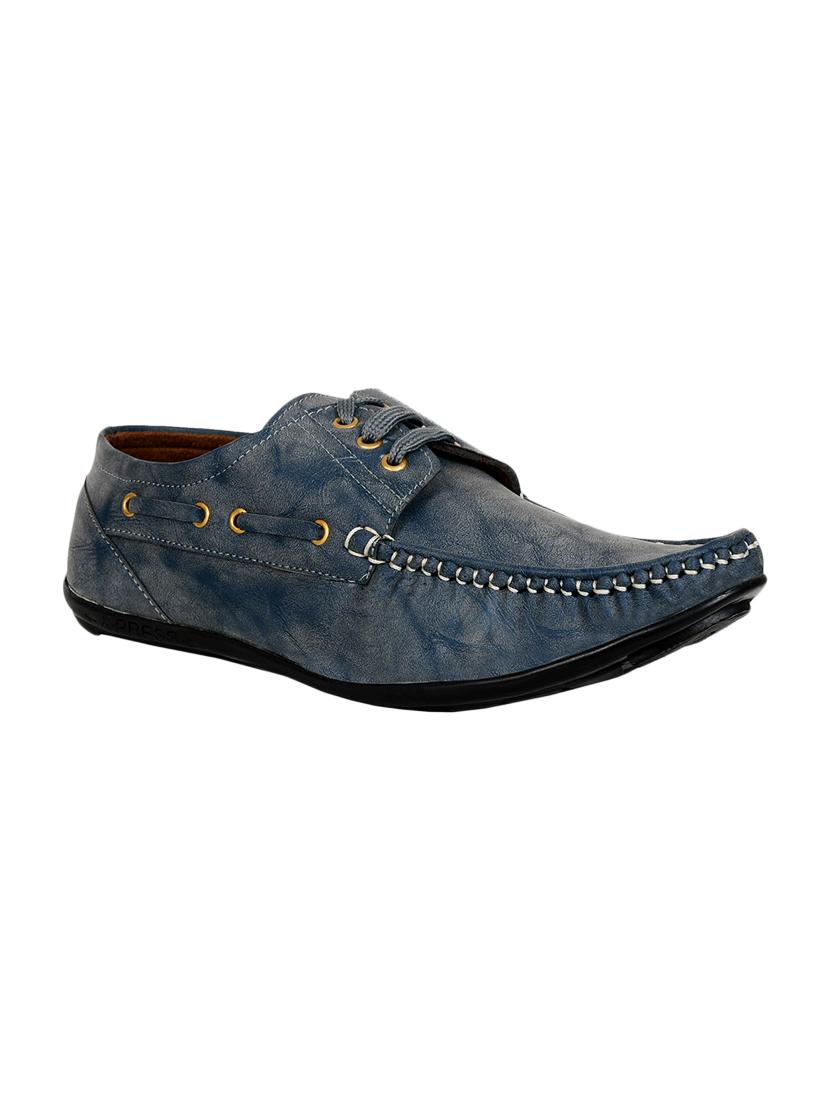 blue leatherette lace up boatshoes - 16265665 - Zoom Image - 1