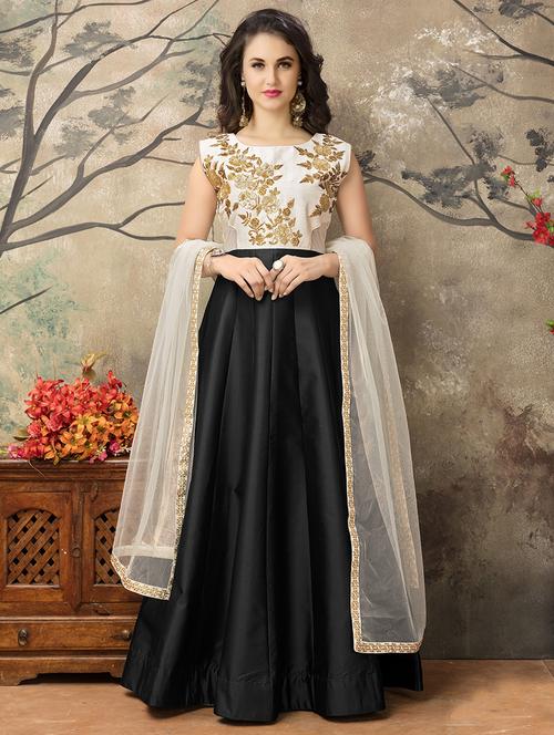 embroidered anarkali semi-stitched suit - 16265864 - Standard Image - 1