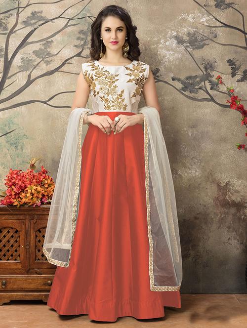 embroidered anarkali semi-stitched suit - 16265870 - Standard Image - 1