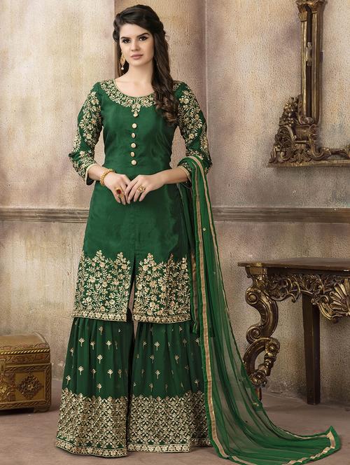 embroidered semi-stitched suit - 16265988 - Very Small Image - 1