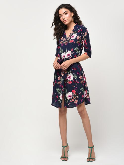 tie knot floral a-line dress - 16266300 - Standard Image - 1