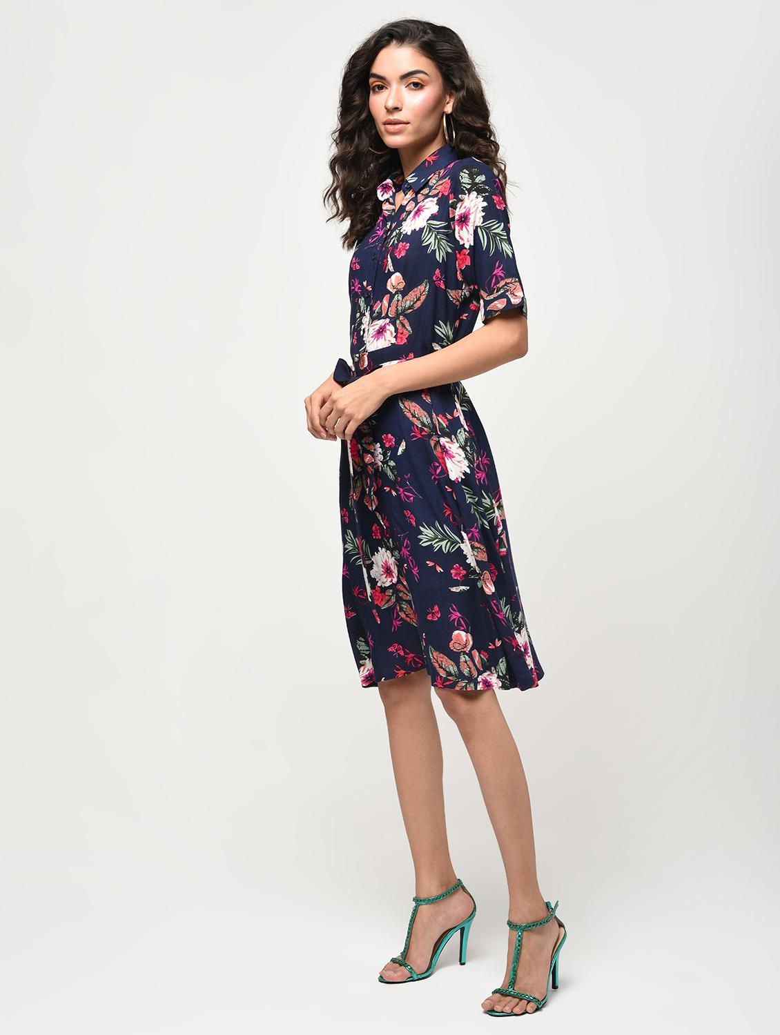 tie knot floral a-line dress - 16266301 - Zoom Image - 2