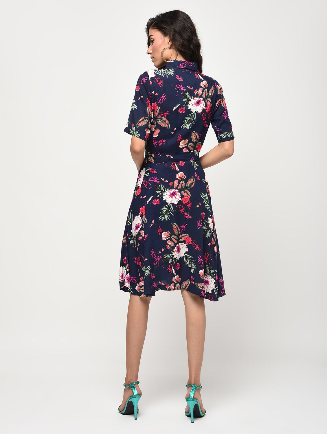 tie knot floral a-line dress - 16266301 - Zoom Image - 3