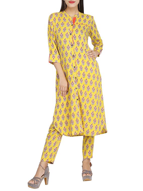 floral printed kurta pant set - 16266321 - Zoom Image - 1