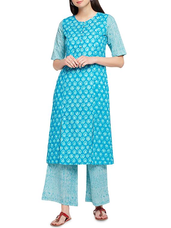 batik printed kurta palazzo set - 16266323 - Zoom Image - 1