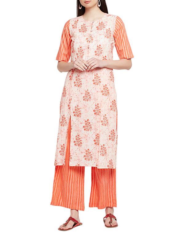 floral printed kurta palazzo set - 16266324 - Zoom Image - 1