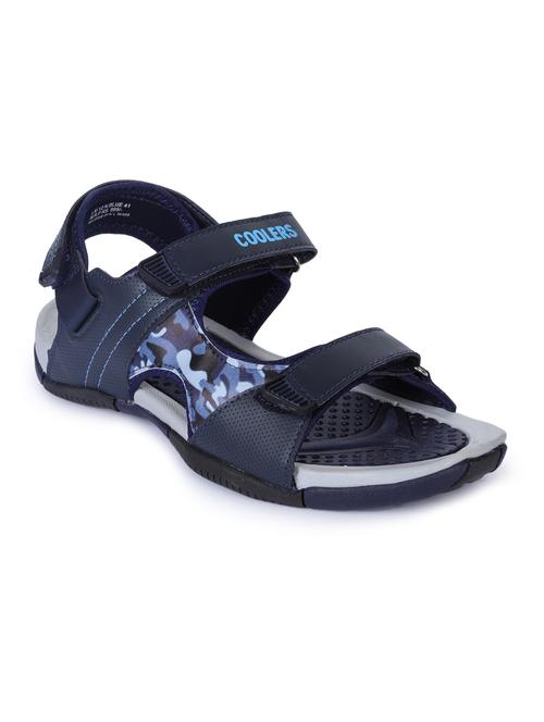 navy blue leatherette back strap floaters - 16266926 - Very Small Image - 1
