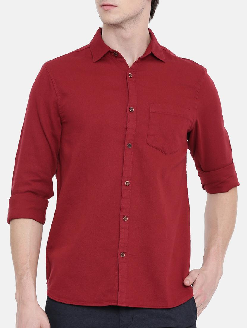 maroon solid casual shirt - 16268416 - Zoom Image - 1