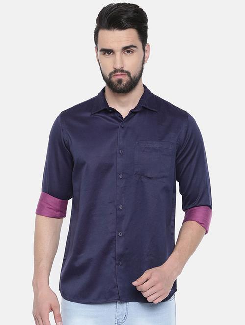 purple solid casual shirt - 16268438 - Standard Image - 1