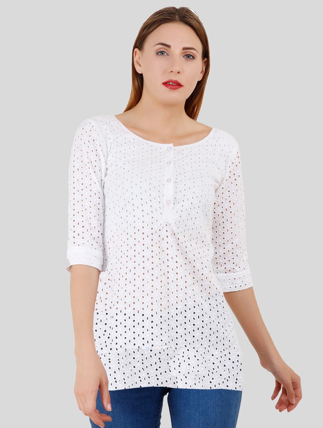 embroidered crochet a-line kurti - 16269176 - Zoom Image - 1