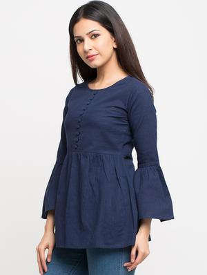 botton detail bell sleeved top - 16269291 - Standard Image - 2