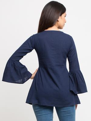 botton detail bell sleeved top - 16269291 - Standard Image - 3