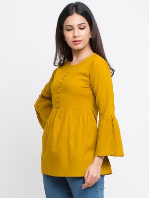 button detail bell sleeves top - 16269293 - Standard Image - 2