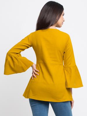 button detail bell sleeves top - 16269293 - Standard Image - 3