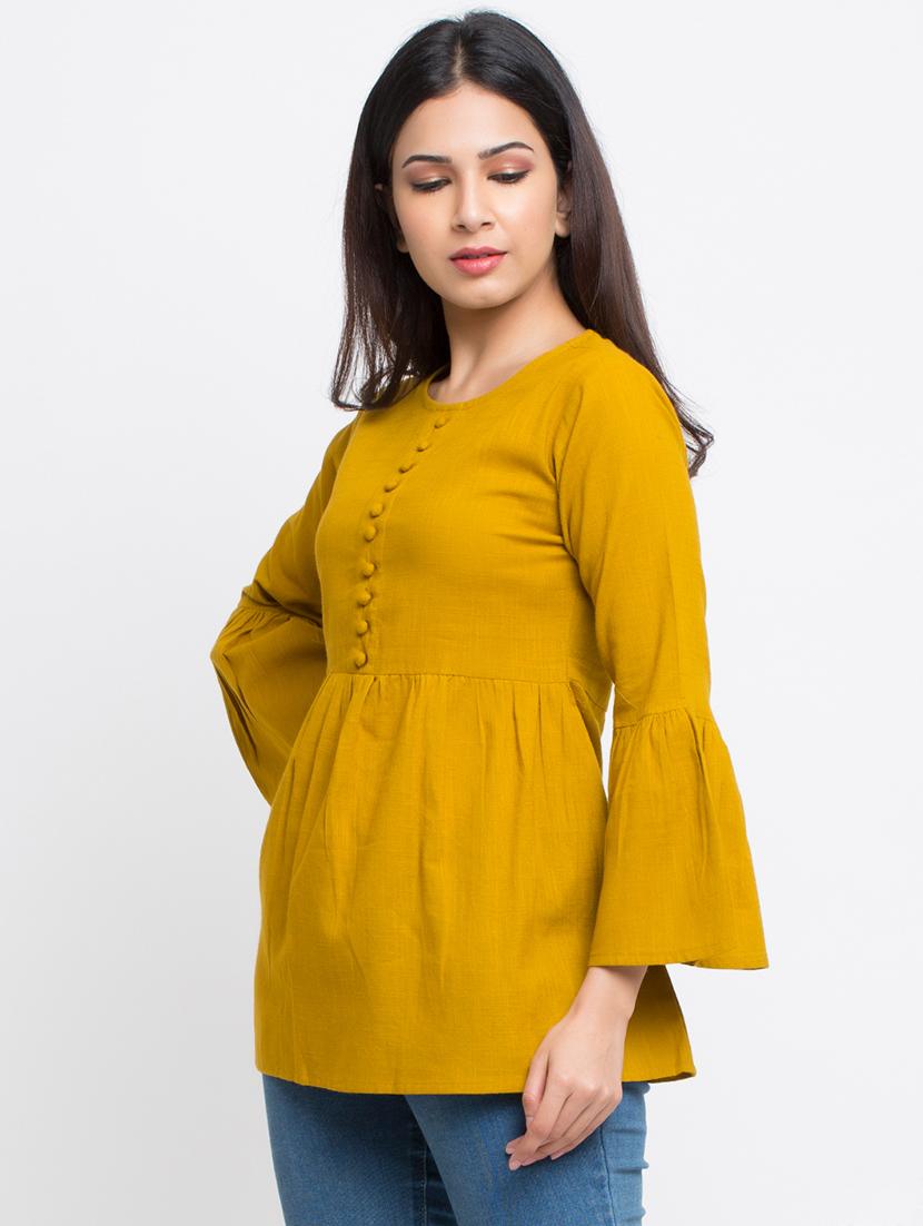 button detail bell sleeves top - 16269293 - Zoom Image - 2