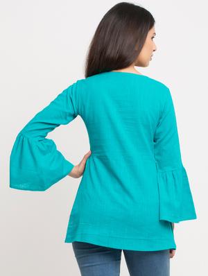 botton detail bell sleeved top - 16269294 - Standard Image - 3