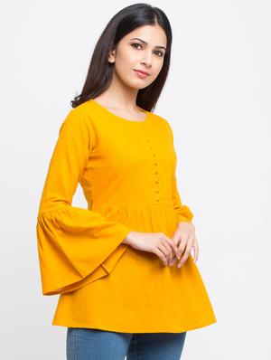 botton detail bell sleeved top - 16269296 - Standard Image - 2