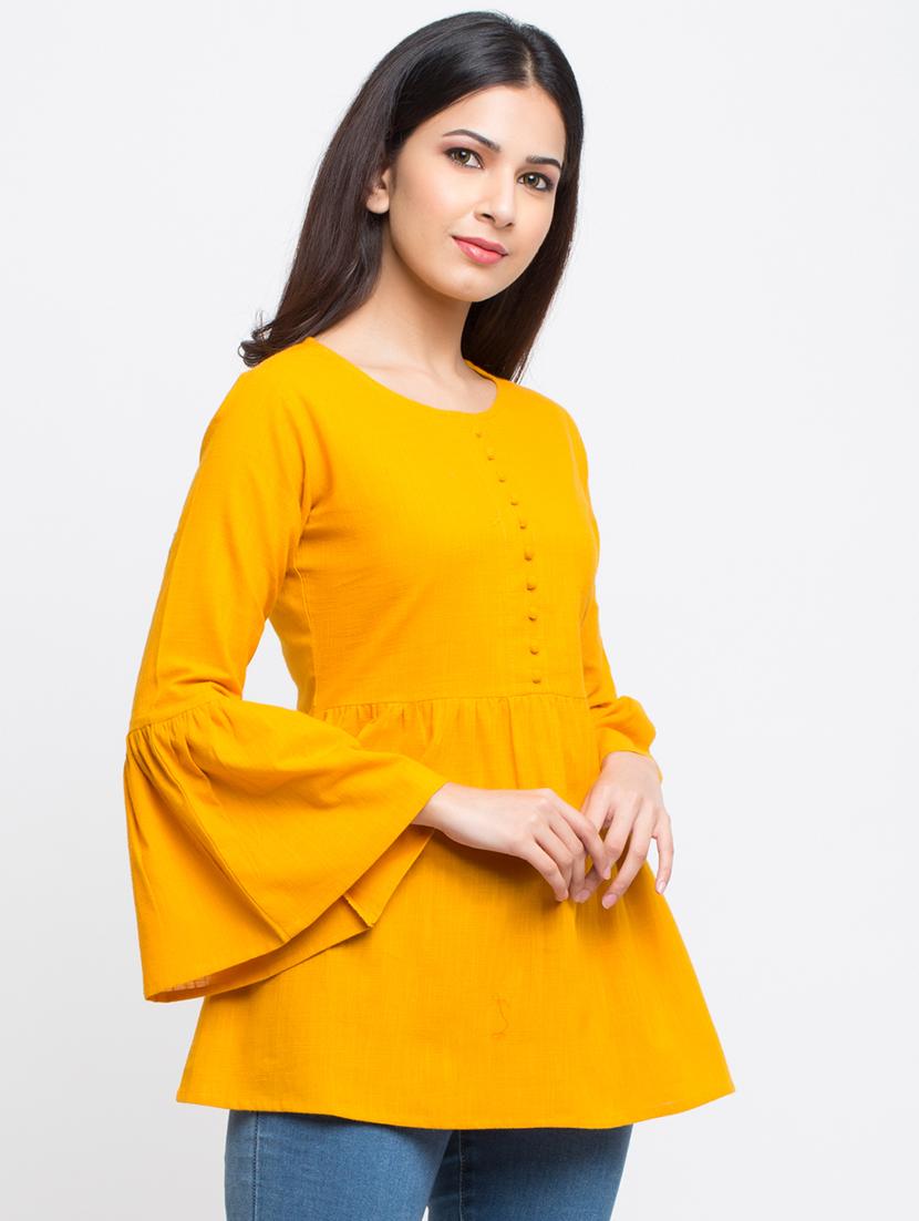 botton detail bell sleeved top - 16269296 - Zoom Image - 2