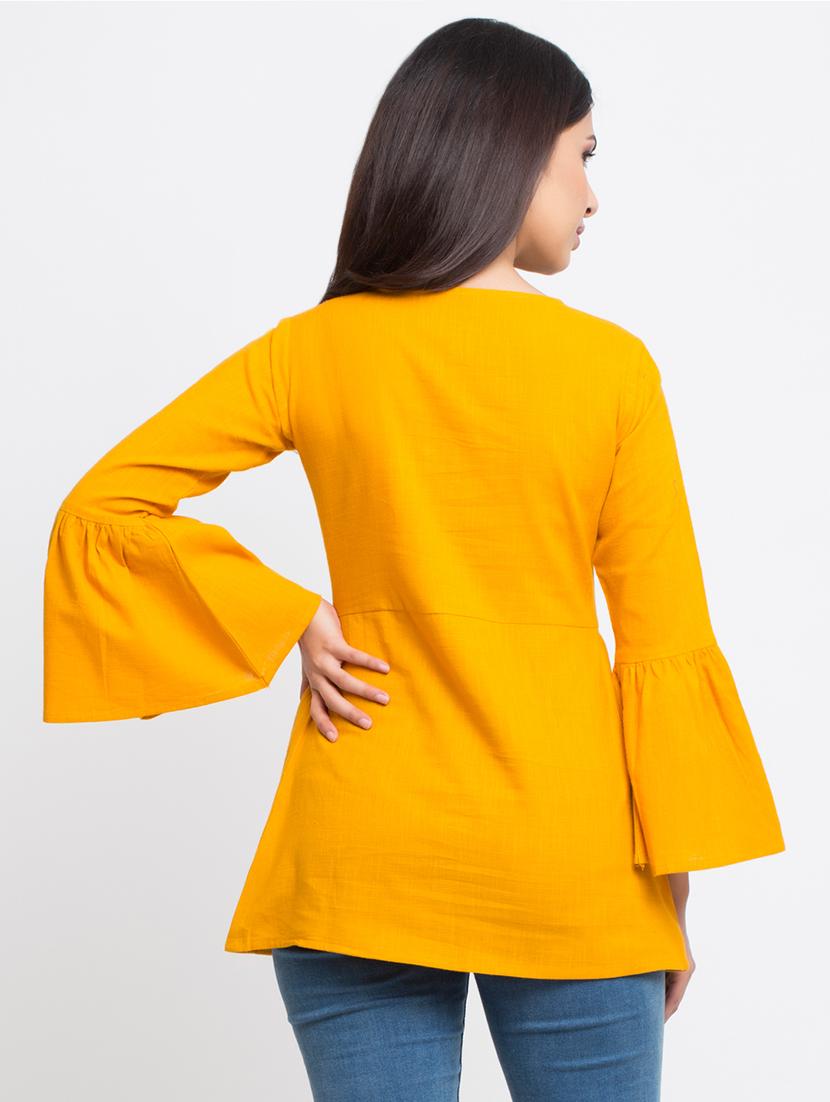 botton detail bell sleeved top - 16269296 - Zoom Image - 3