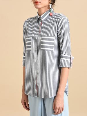 pocket patch striped shirt - 16269387 - Standard Image - 4