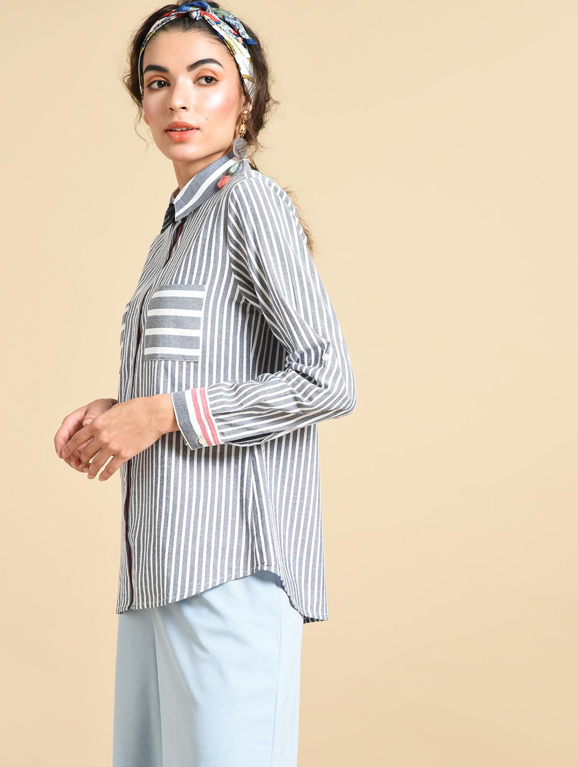 pocket patch striped shirt - 16269387 - Zoom Image - 2