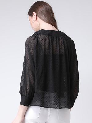 tassel tie up dobby top - 16269562 - Standard Image - 3