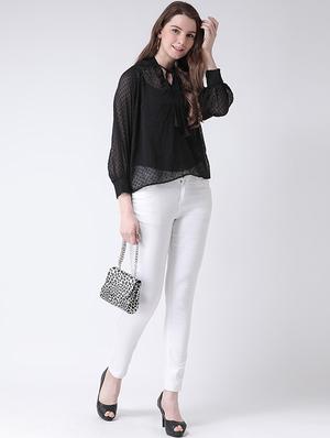 tassel tie up dobby top - 16269562 - Standard Image - 4