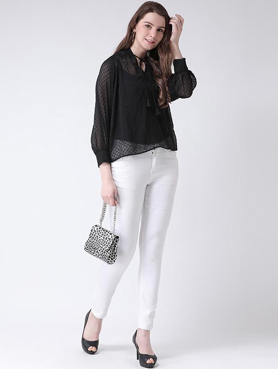 tassel tie up dobby top - 16269562 - Zoom Image - 4
