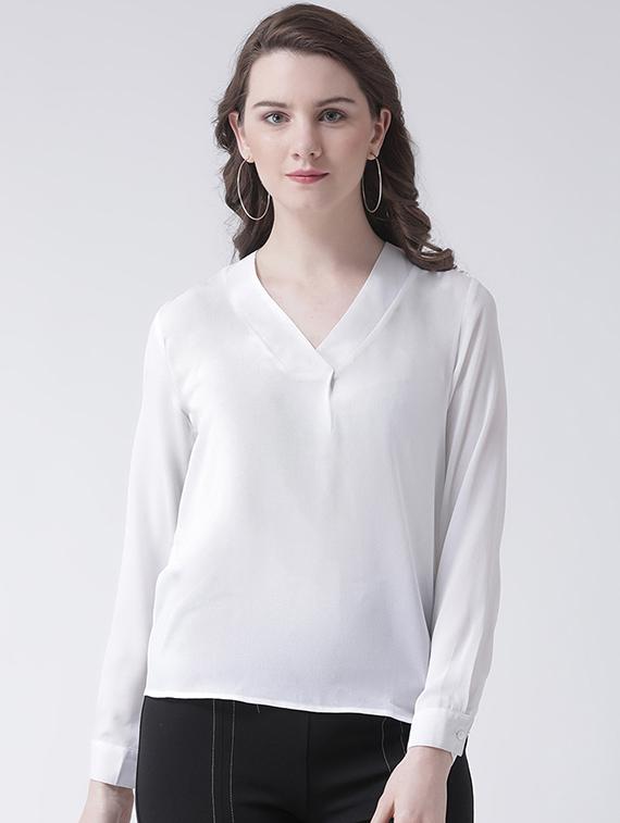 v neck solid top - 16269565 - Zoom Image - 1