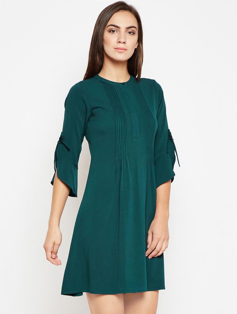 pin tucks detailed sleeved a-line dress - 16269710 - Zoom Image - 2