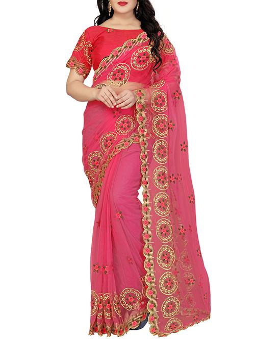 floral embroidered saree with blouse - 16269751 - Very Small Image - 1