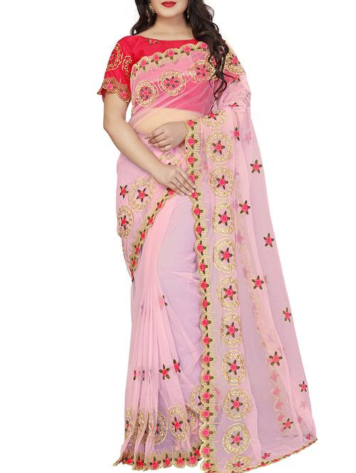floral embroidered saree with blouse - 16269791 - Very Small Image - 1