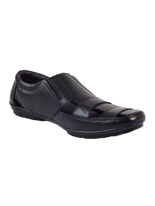 black leather slip on sandals - 16269821 - Standard Image - 1