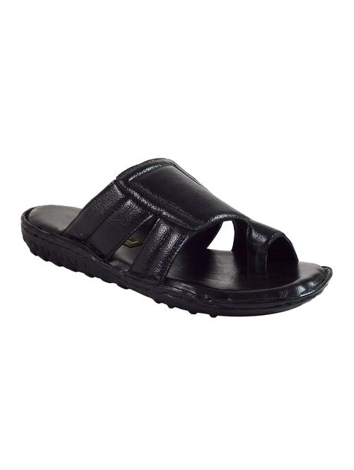 black leather slip on slippers - 16269828 - Standard Image - 1