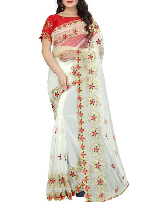 floral embroidered saree with blouse - 16269833 - Very Small Image - 1