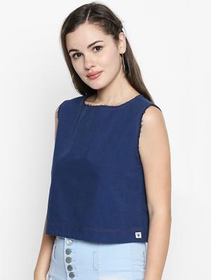 raw edges sleeveless crop top - 16269905 - Standard Image - 2