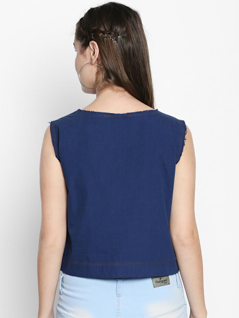 raw edges sleeveless crop top - 16269905 - Zoom Image - 3
