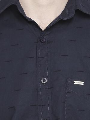navy blue self design casual shirt - 16269926 - Standard Image - 4