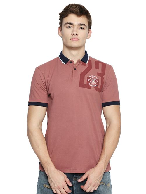 pink typographic chest printed polo t-shirt - 16269964 - Very Small Image - 1