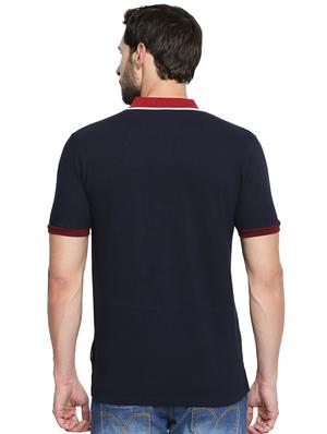 navy blue typographic chest printed polo t-shirt - 16269965 - Standard Image - 3