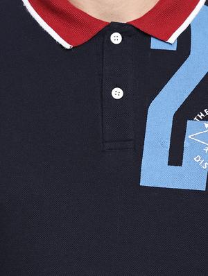 navy blue typographic chest printed polo t-shirt - 16269965 - Standard Image - 4