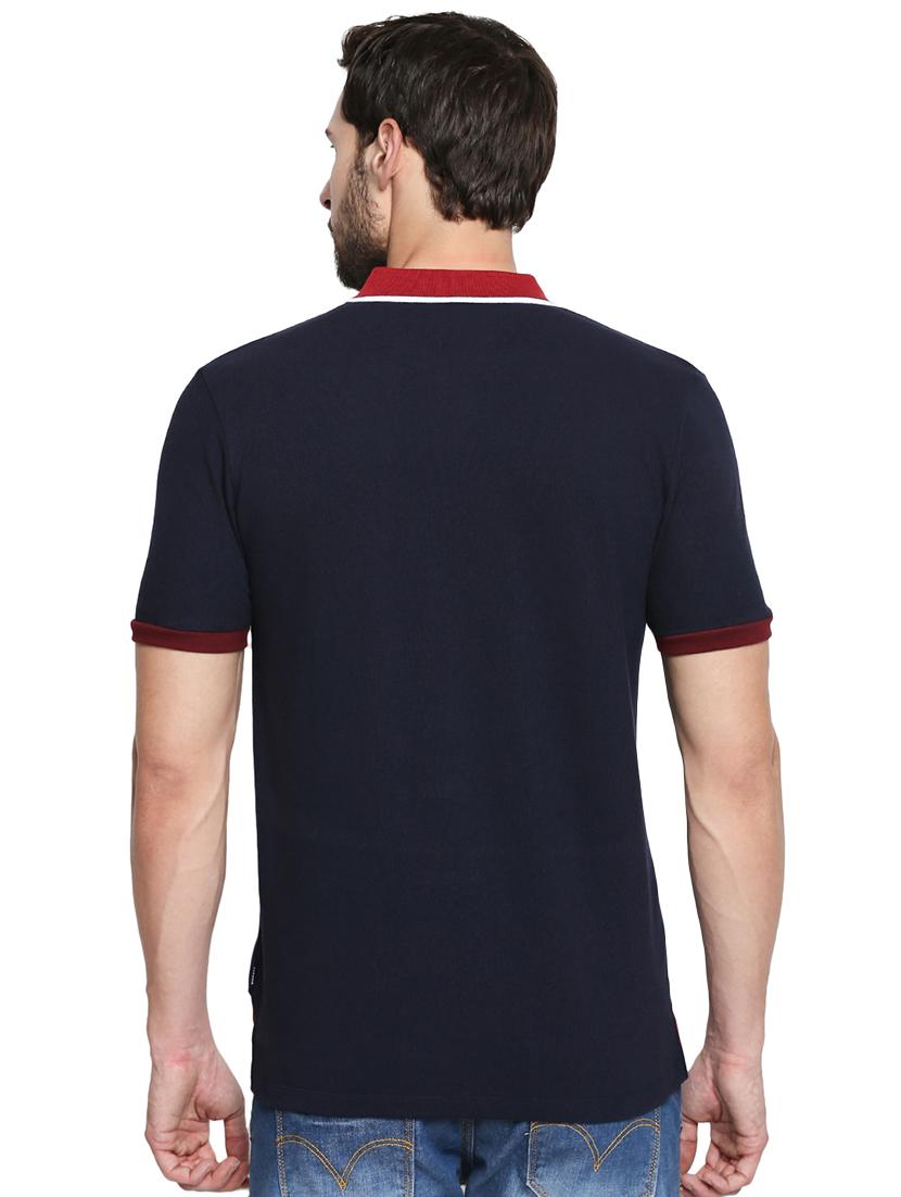 navy blue typographic chest printed polo t-shirt - 16269965 - Zoom Image - 3