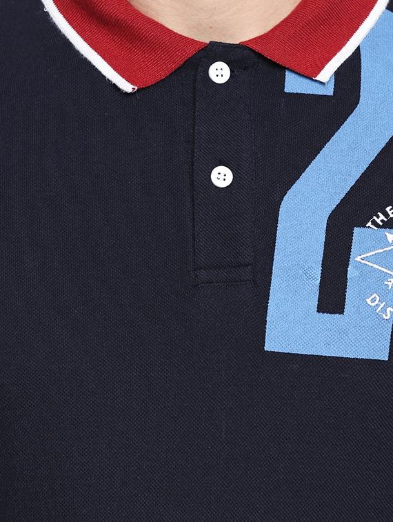 navy blue typographic chest printed polo t-shirt - 16269965 - Zoom Image - 4