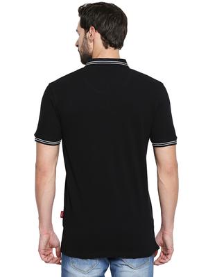 black solid polo t-shirt - 16269966 - Standard Image - 3