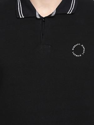 black solid polo t-shirt - 16269966 - Standard Image - 4