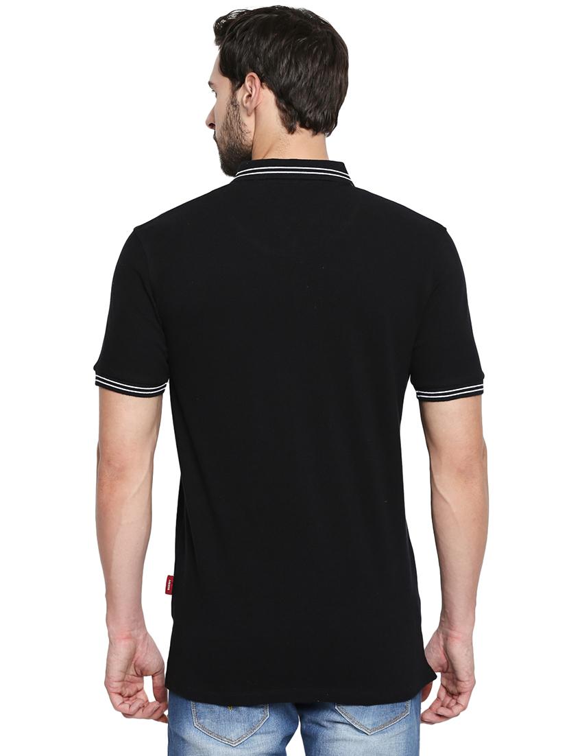 black solid polo t-shirt - 16269966 - Zoom Image - 3