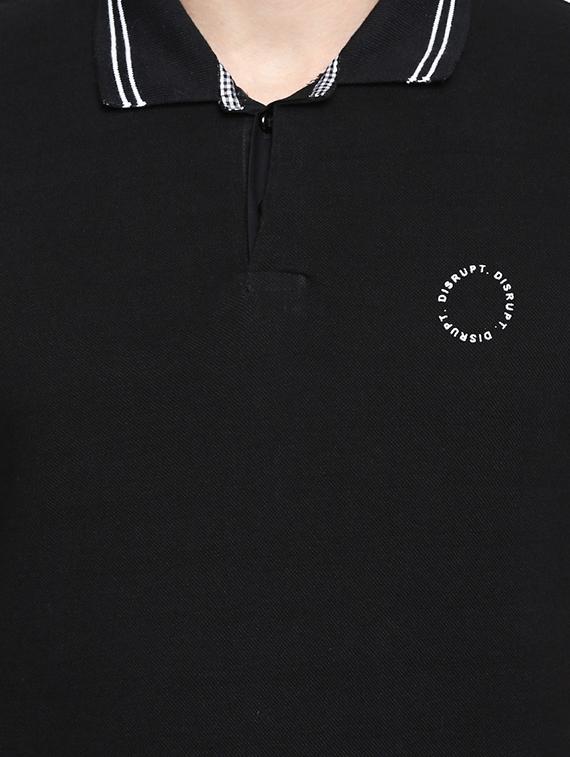 black solid polo t-shirt - 16269966 - Zoom Image - 4