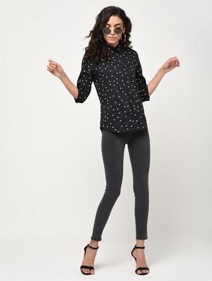 curved hem dot print shirt - 16270415 - Standard Image - 4