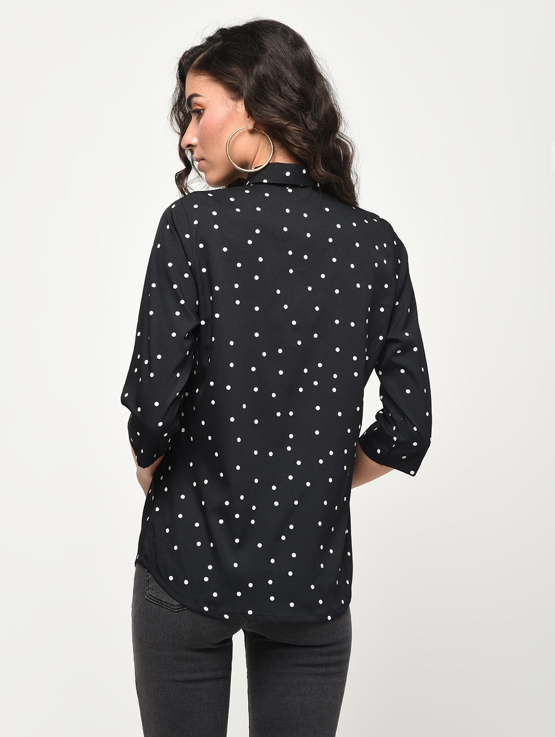 curved hem dot print shirt - 16270415 - Zoom Image - 3